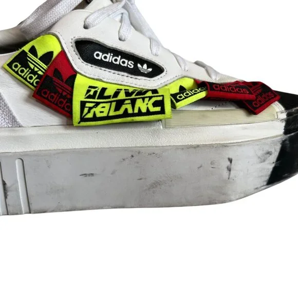 adidas Olivia LeBlanc Sleek sneakers white black coated canvas size 9.5 platform - Picture 10 of 15